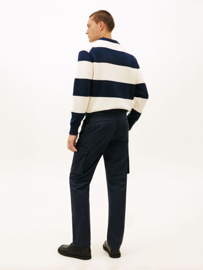 Blue Denton Straight Leg Twill Cargo Trousers  Men