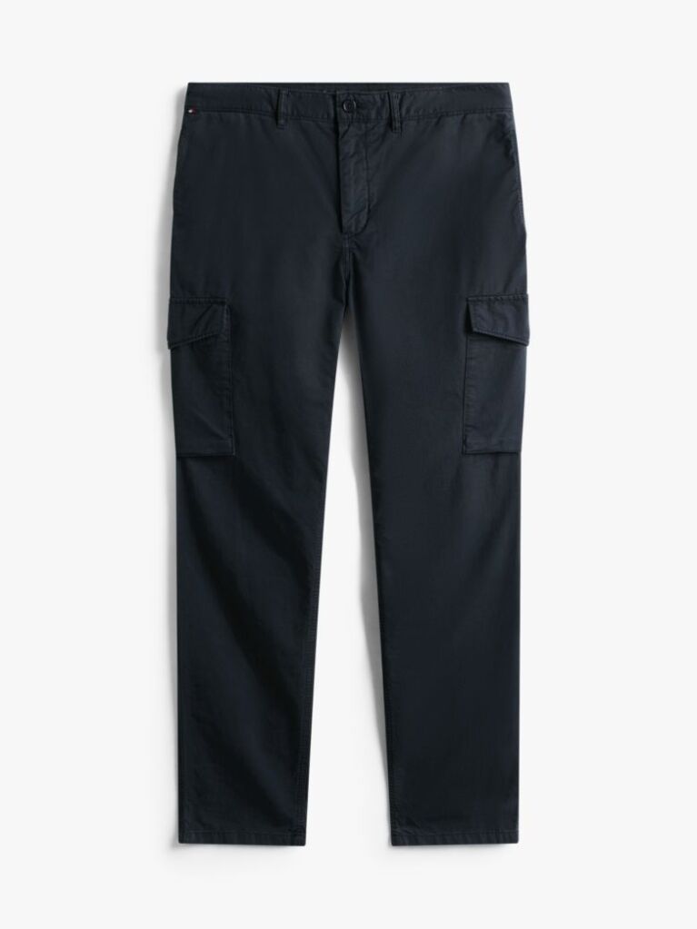 Blue Denton Straight Leg Twill Cargo Trousers  Men