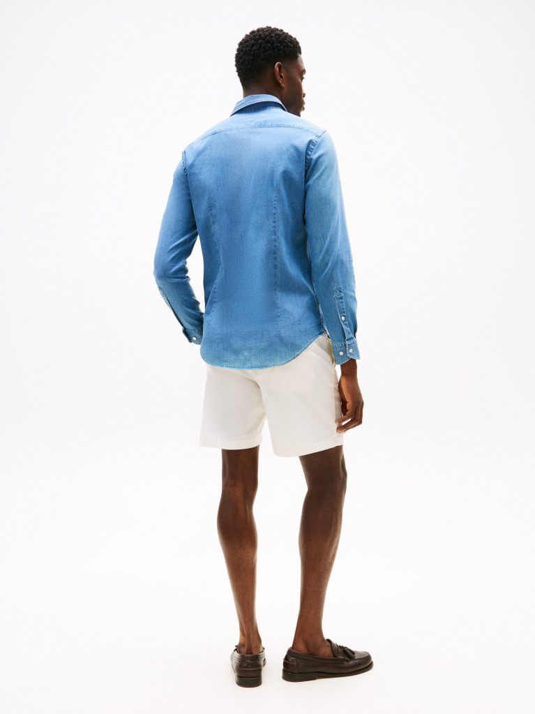 Blue Smart Casual Slim Fit Denim Shirt  Men