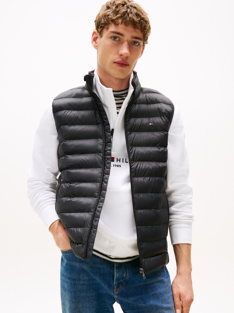 Black Recycled Packable Vest  Men