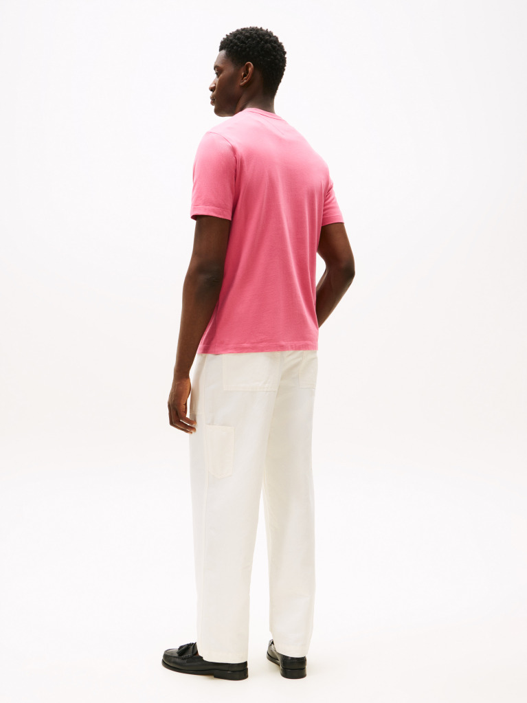 Pink Flag Embroidery T-Shirt  Men