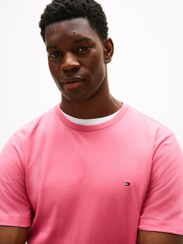Pink Flag Embroidery T-Shirt  Men