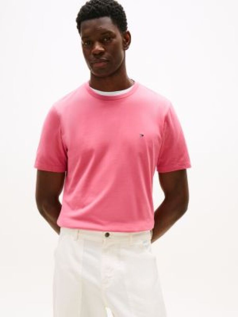 Pink Flag Embroidery T-Shirt  Men