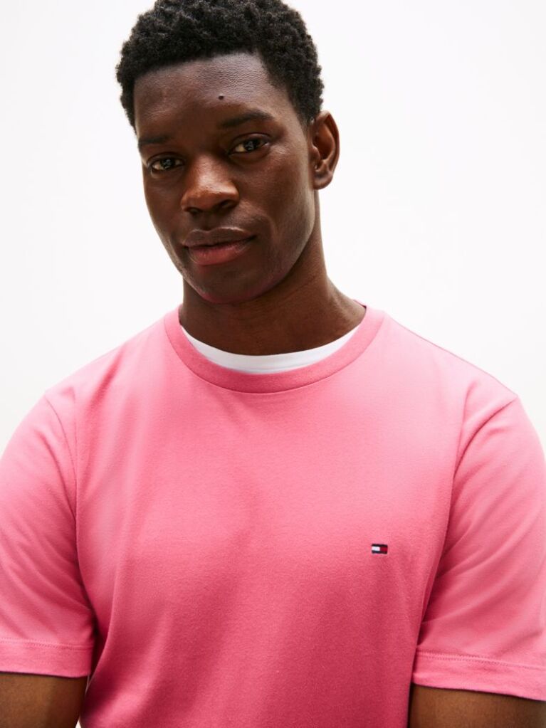 Pink Flag Embroidery T-Shirt  Men