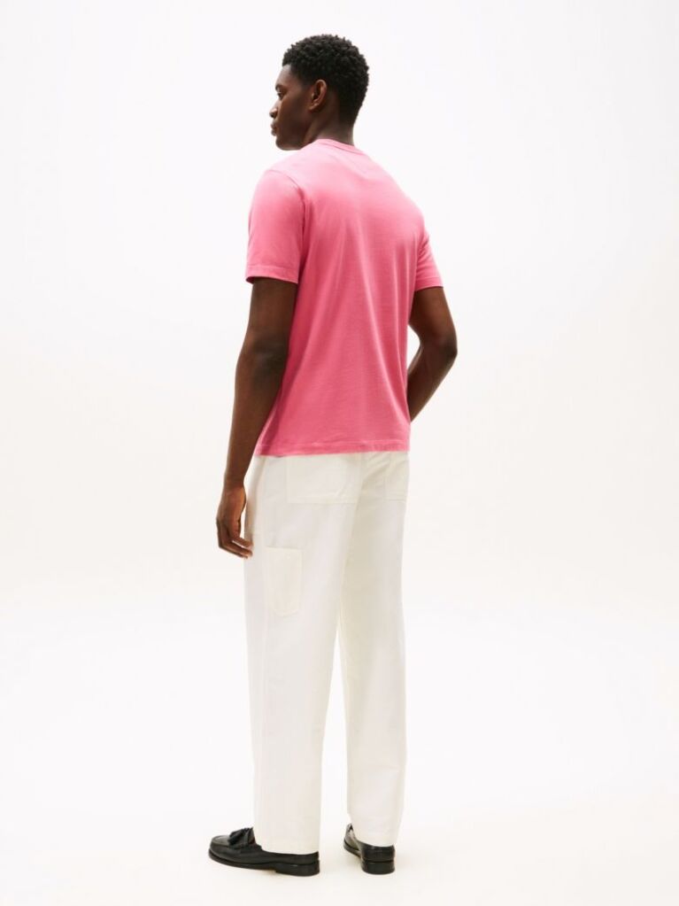 Pink Flag Embroidery T-Shirt  Men
