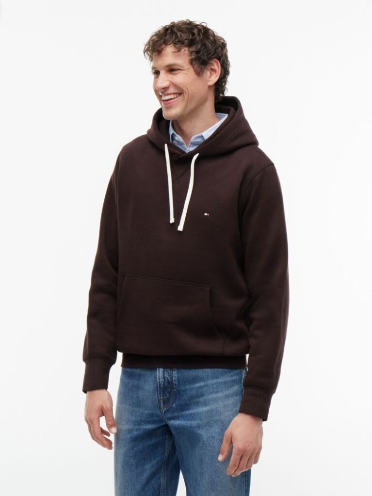Καφέ Fleece Hoody Με Κεντητή Σημαία  Άνδρες