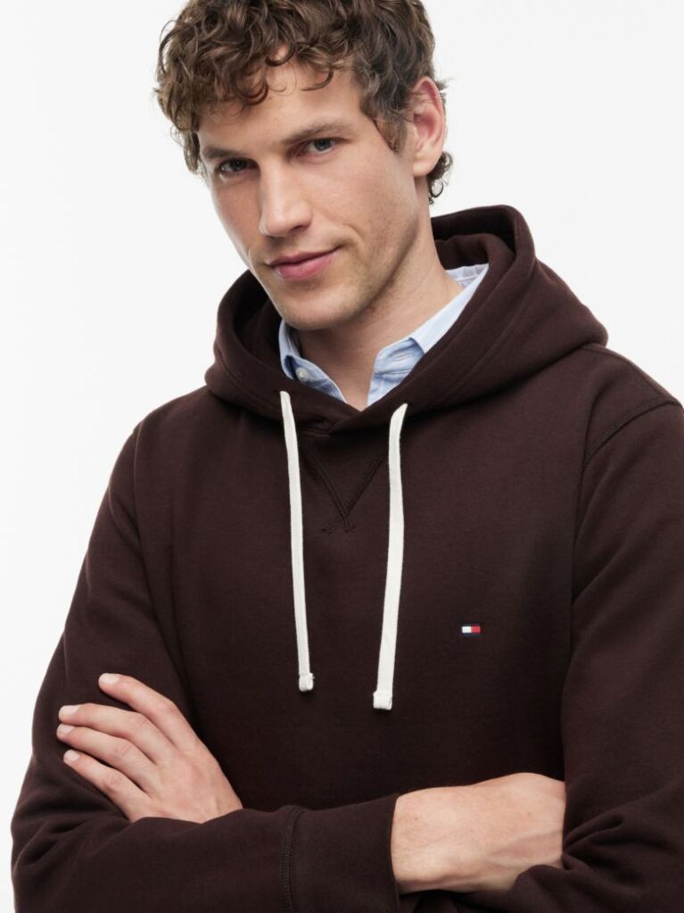 Καφέ Fleece Hoody Με Κεντητή Σημαία  Άνδρες