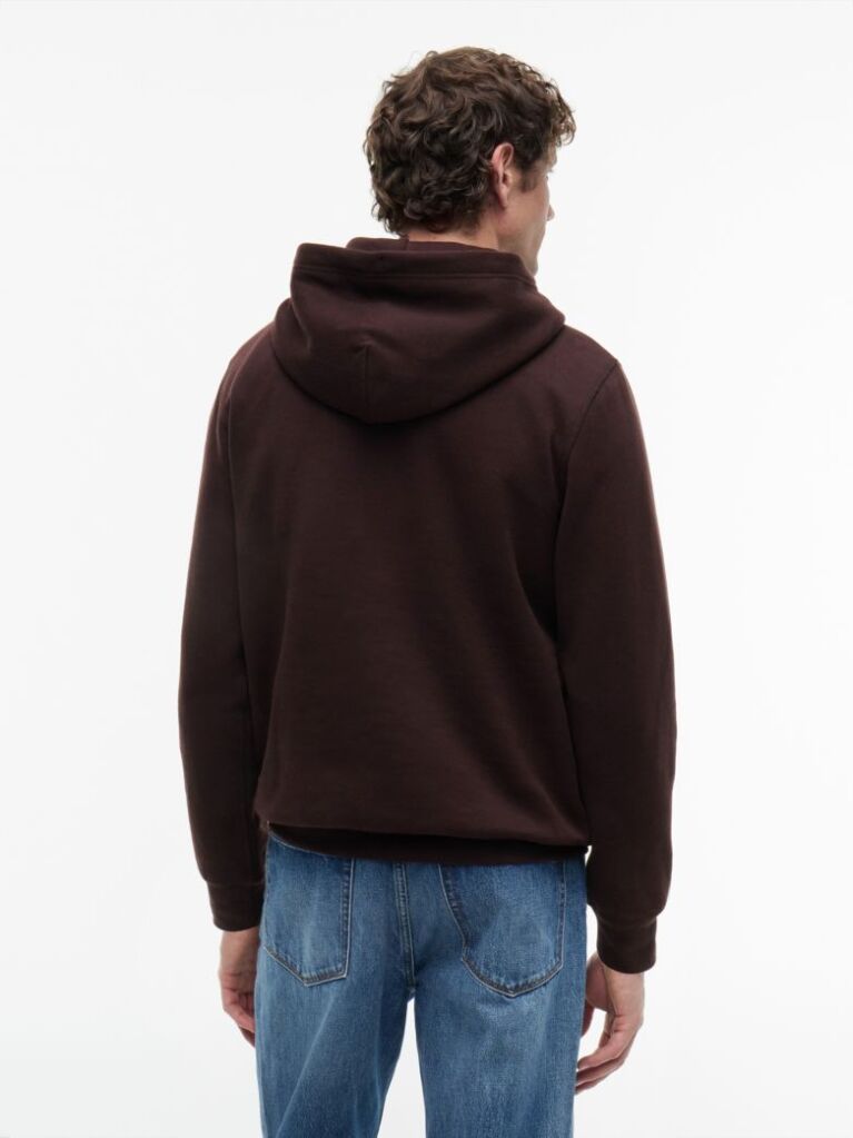 Καφέ Fleece Hoody Με Κεντητή Σημαία  Άνδρες
