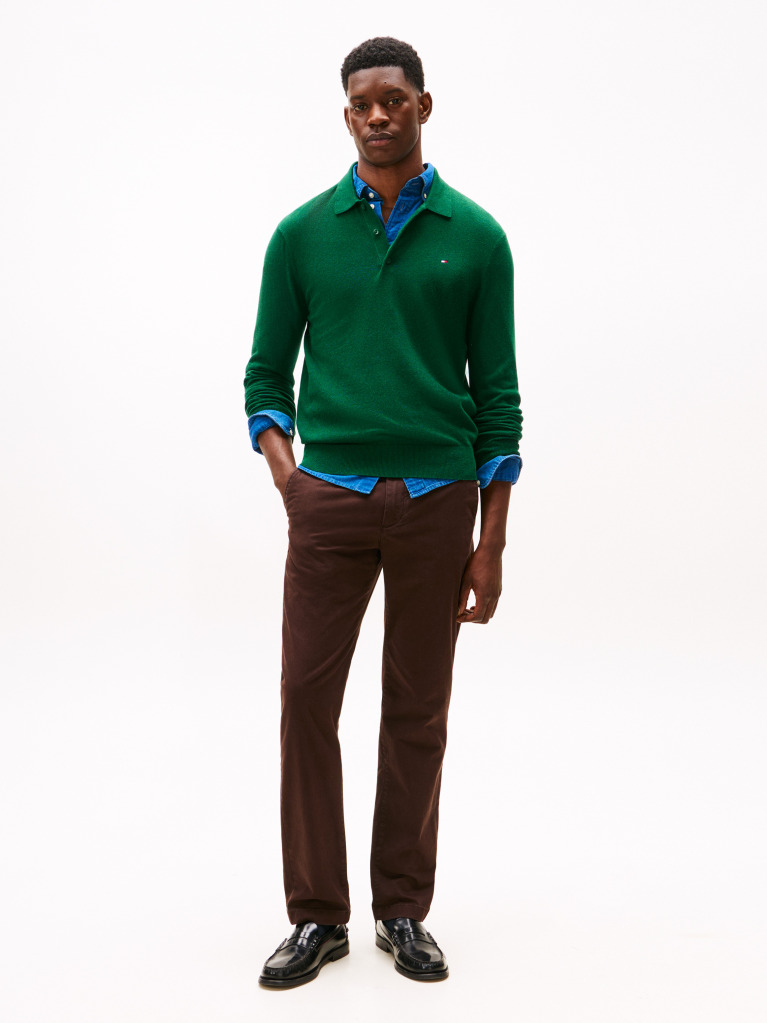 Brown Denton Straight Twill Chinos  Men