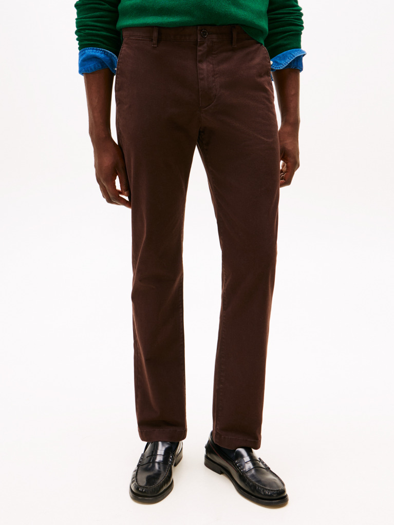 Brown Denton Straight Twill Chinos  Men