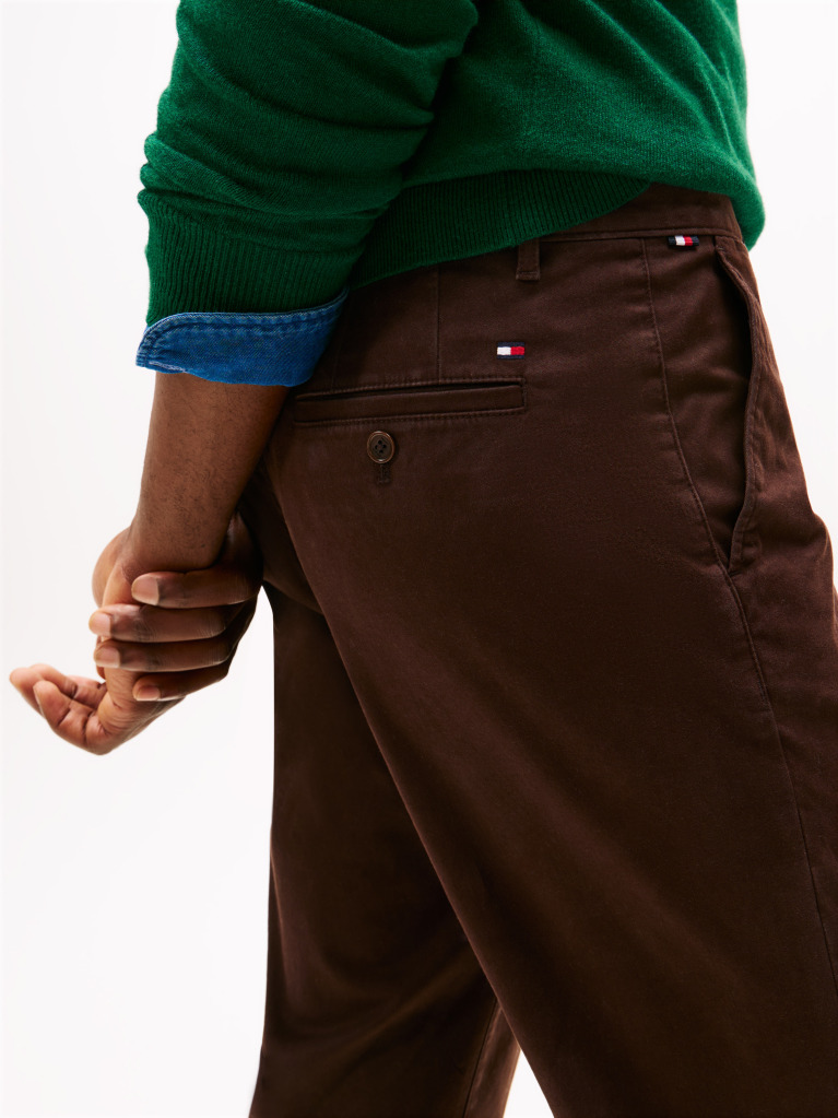 Brown Denton Straight Twill Chinos  Men