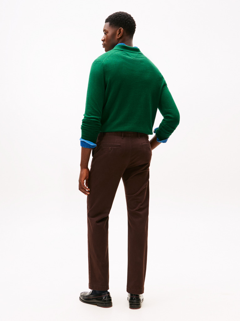 Brown Denton Straight Twill Chinos  Men