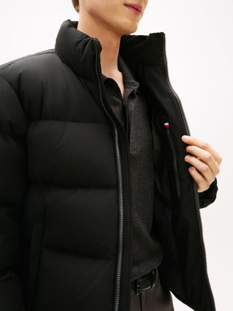 Black Water Repellent Down Puffer Jacket  Men