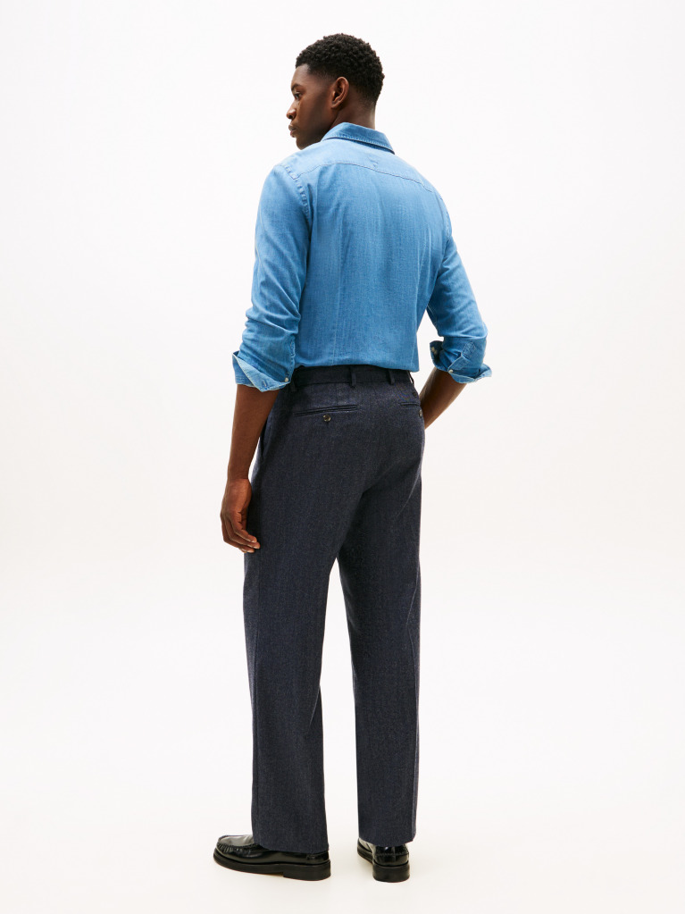 Μπλε Smart Casual Παντελόνι Με Μάλλινο Φινίρισμα  Άνδρες