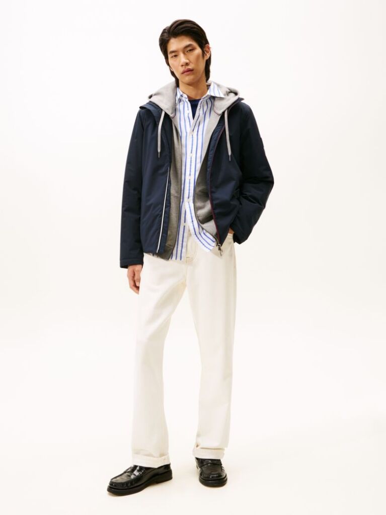 Blue Lightweight Hooded Windbreaker  Men