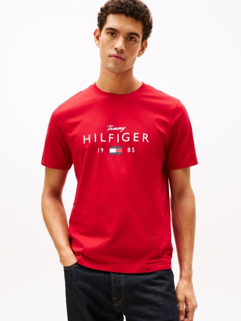 Κόκκινο T-Shirt Με Λογότυπο Και Στρογγυλή Λαιμόκοψη  Άνδρες