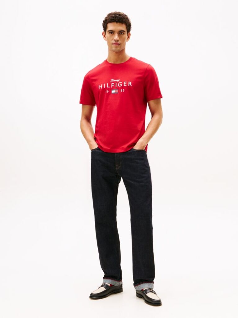 Κόκκινο T-Shirt Με Λογότυπο Και Στρογγυλή Λαιμόκοψη  Άνδρες