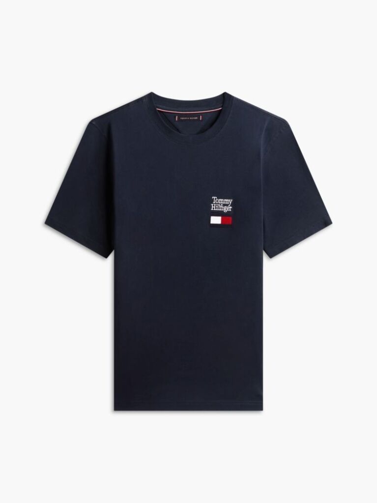 Μπλε T-Shirt Με Κλασική Λαιμόκοψη Και Λογότυπο  Άνδρες