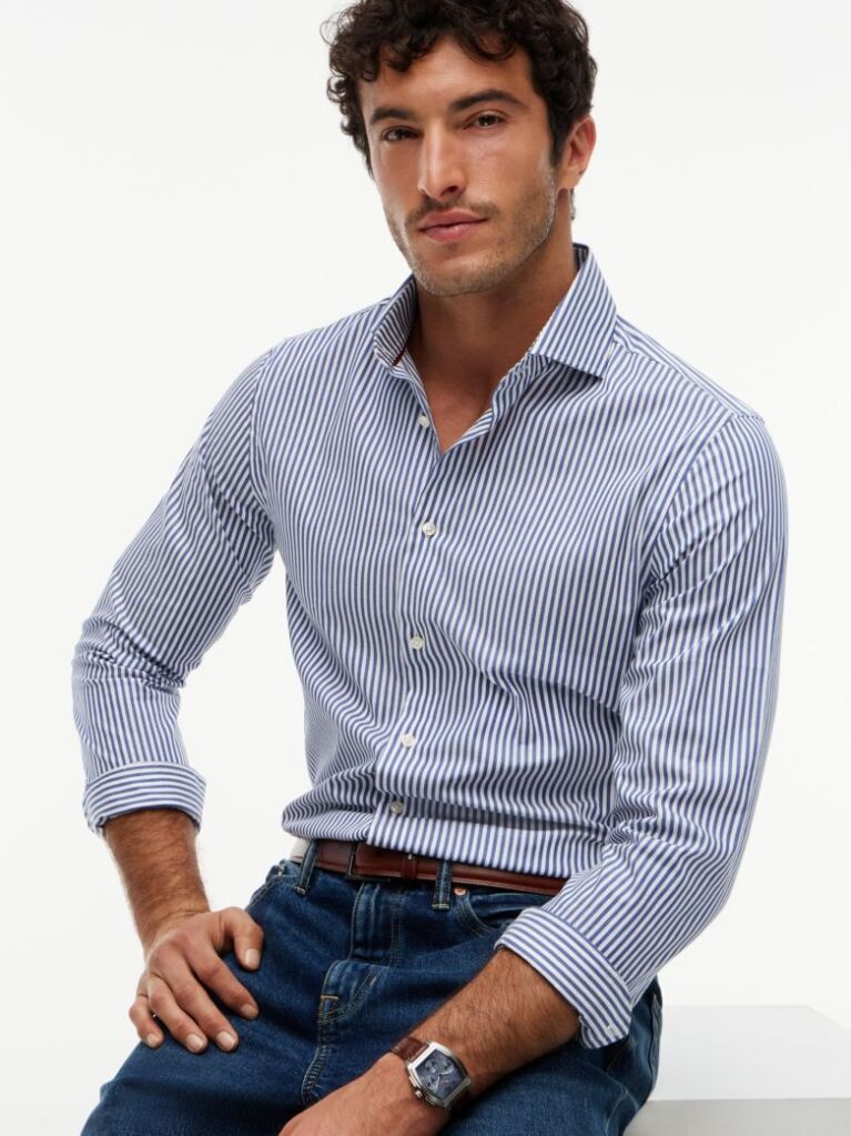Multi Smart Casual Slim Fit Stripe Shirt  Men