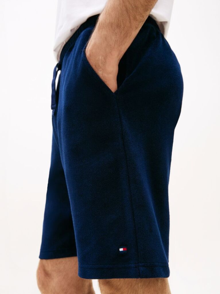 Blue Flag Embroidery Towelling Sweat Shorts  Men