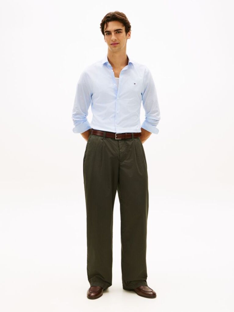 Blue Slim Fit Gingham Check Poplin Shirt  Men