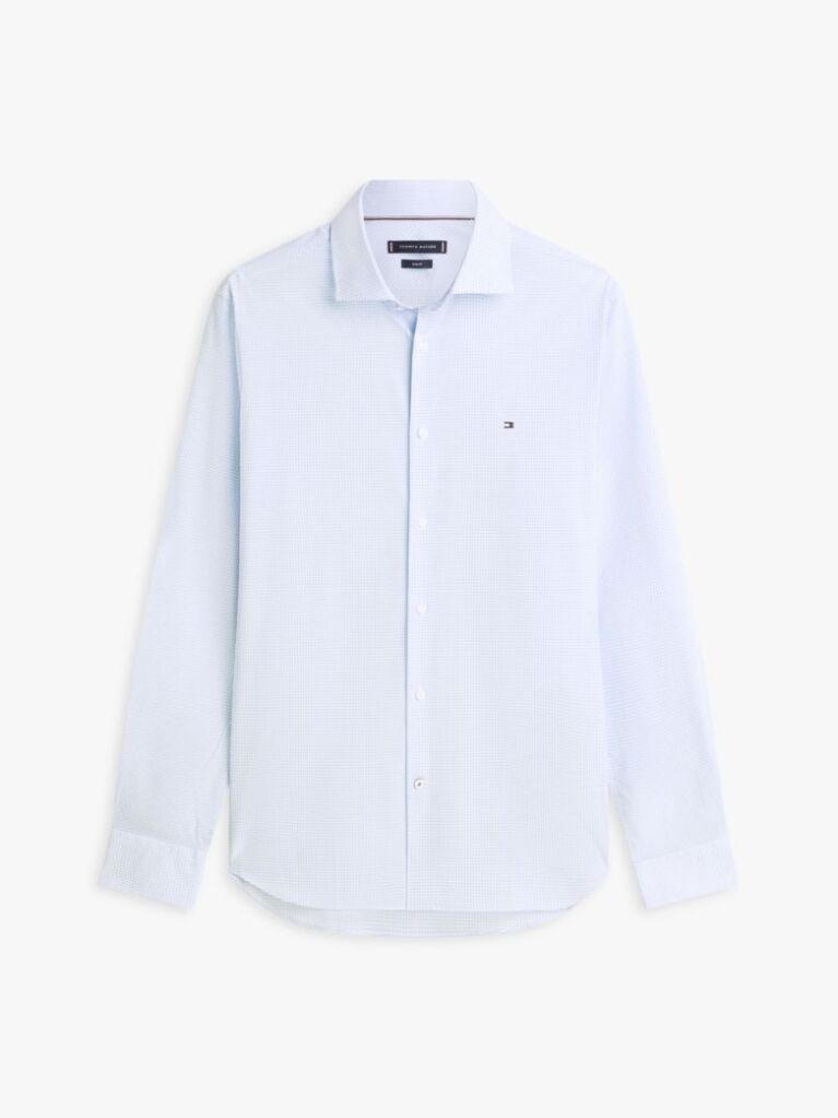 Blue Slim Fit Gingham Check Poplin Shirt  Men
