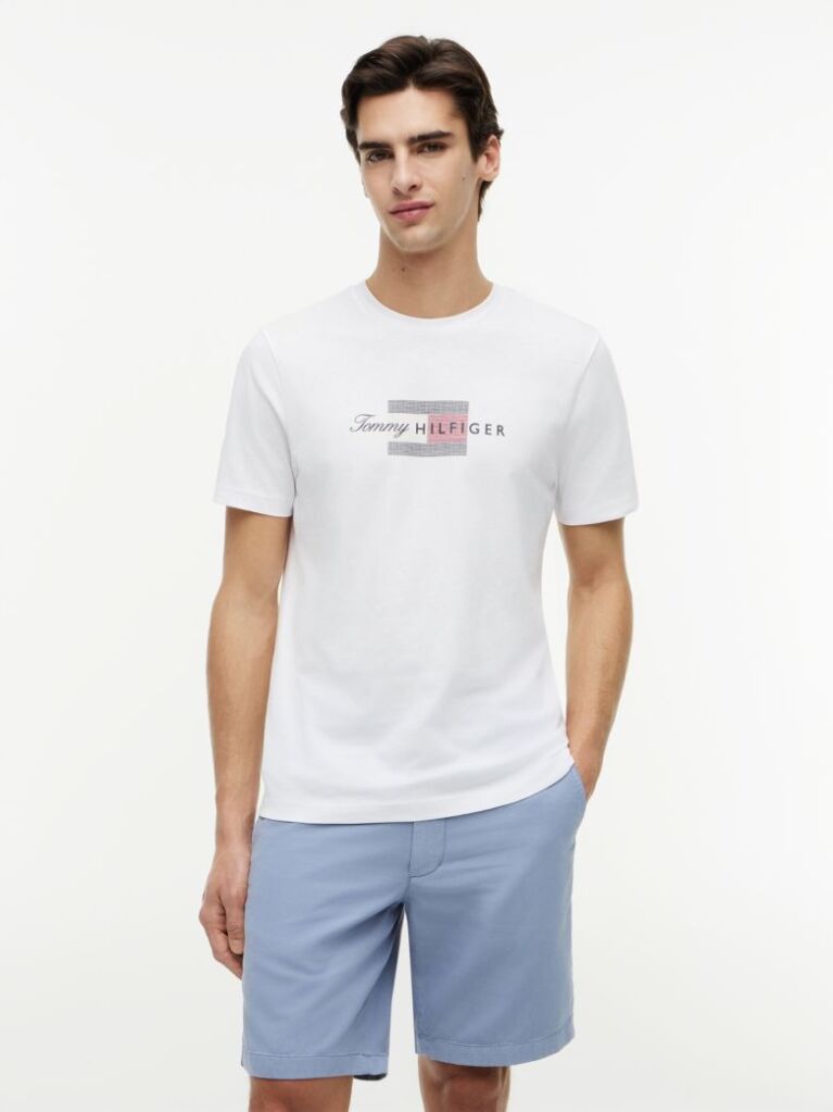 Άσπρο T-shirt Με Σημαία  Άνδρες