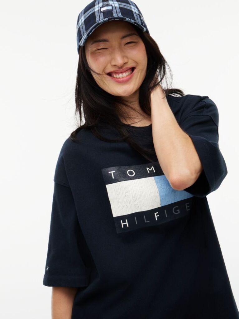 Μπλε Tommy Hilfiger x FRGMT Άνετο Βαμβακερό T-Shirt  Άνδρες