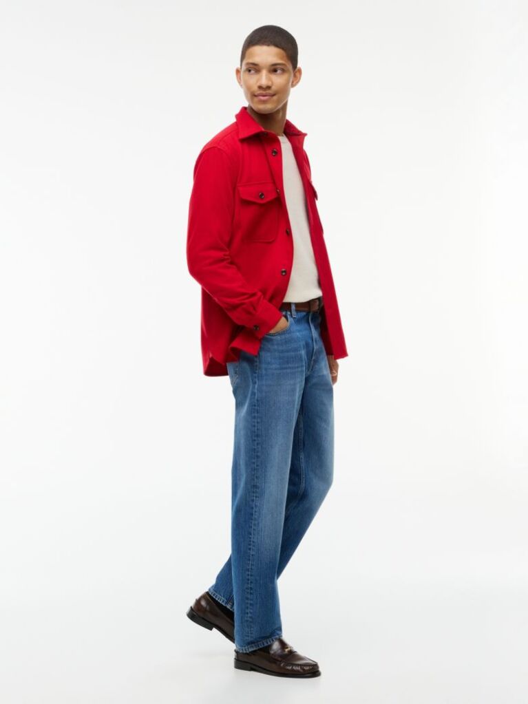 Red Relaxed Fit Wool Blend Shirt  Men