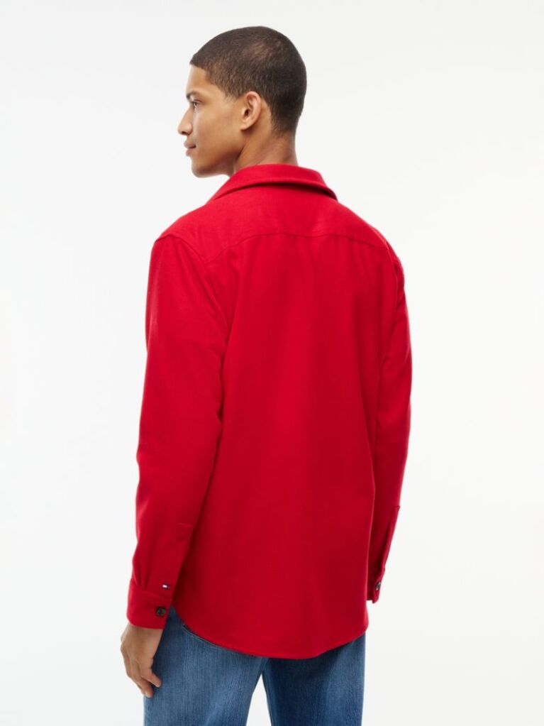 Red Relaxed Fit Wool Blend Shirt  Men