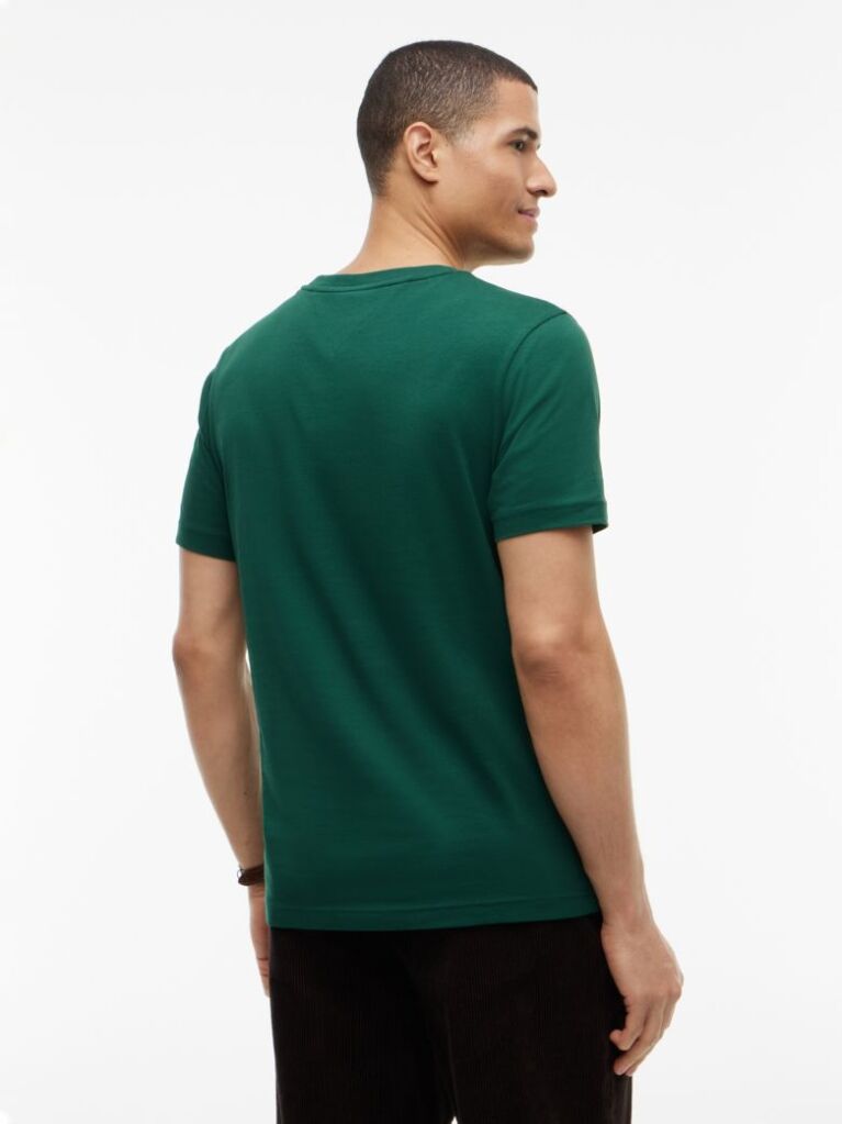 Πράσινο Βαμβακερό T-Shirt Με Κλασική Λαιμόκοψη Και Λογότυπο Σε Αντίθεση  Άνδρες