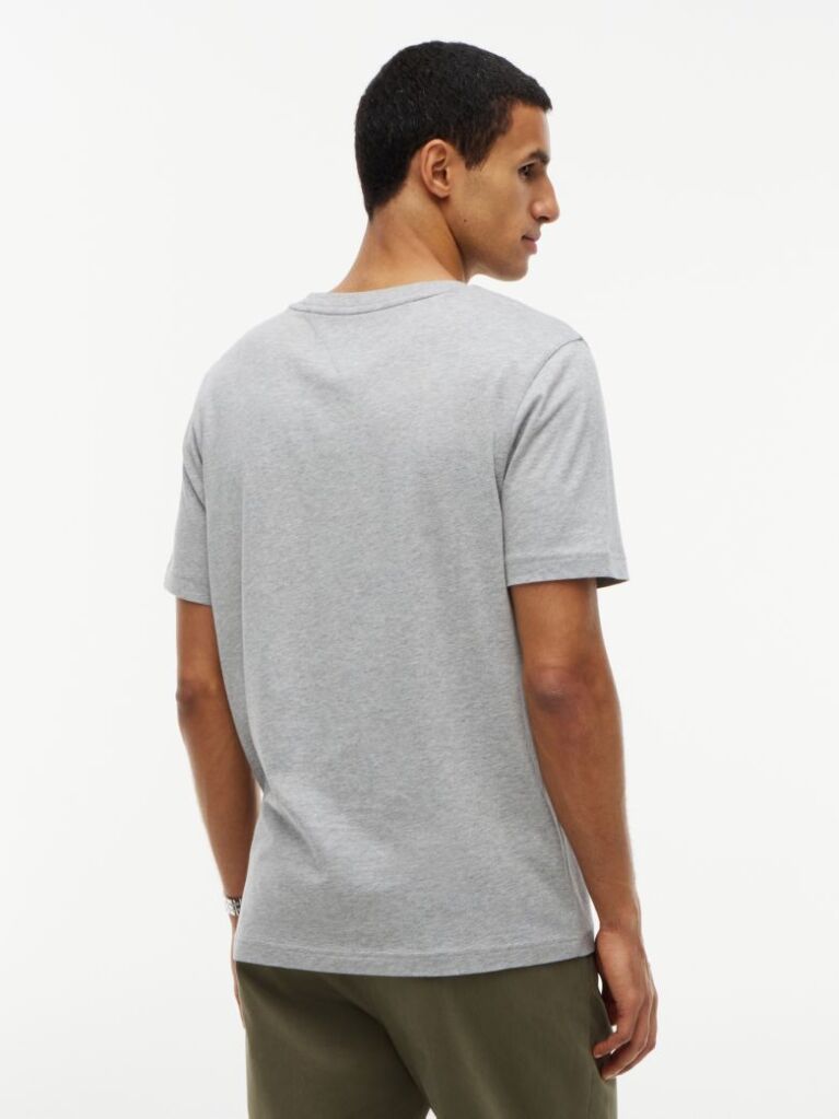 Γκρι Βαμβακερό T-Shirt Με Κλασική Λαιμόκοψη Και Λογότυπο Σε Αντίθεση  Άνδρες