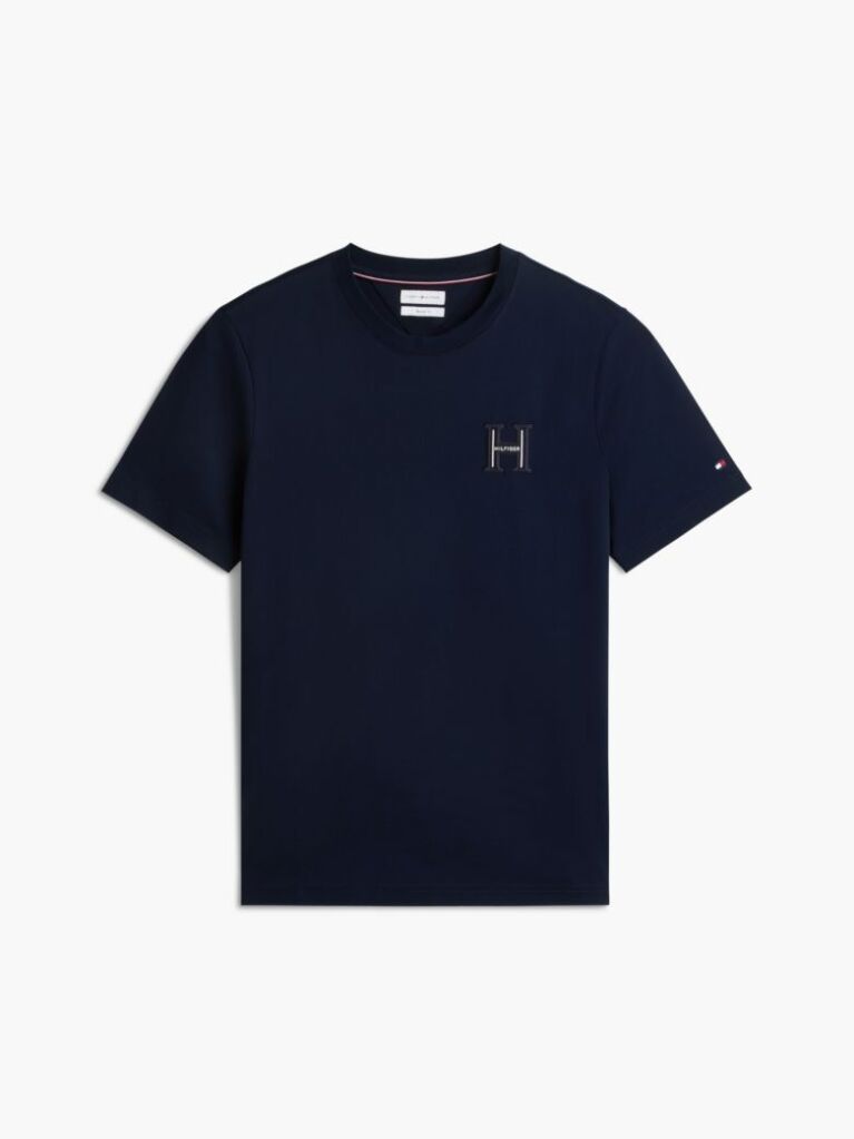 Μπλε T-Shirt Με Κλασική Λαιμόκοψη Και Varsity Κεντητό Λογότυπο  Άνδρες