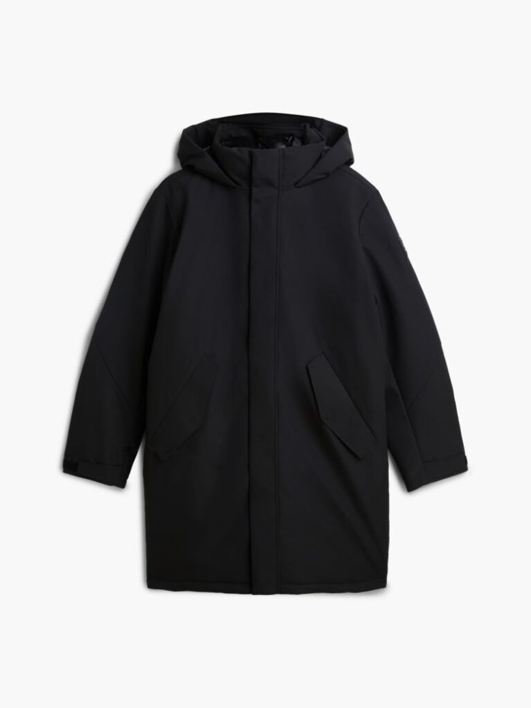 Black Performance Tech Hooded Padded Parka  Men