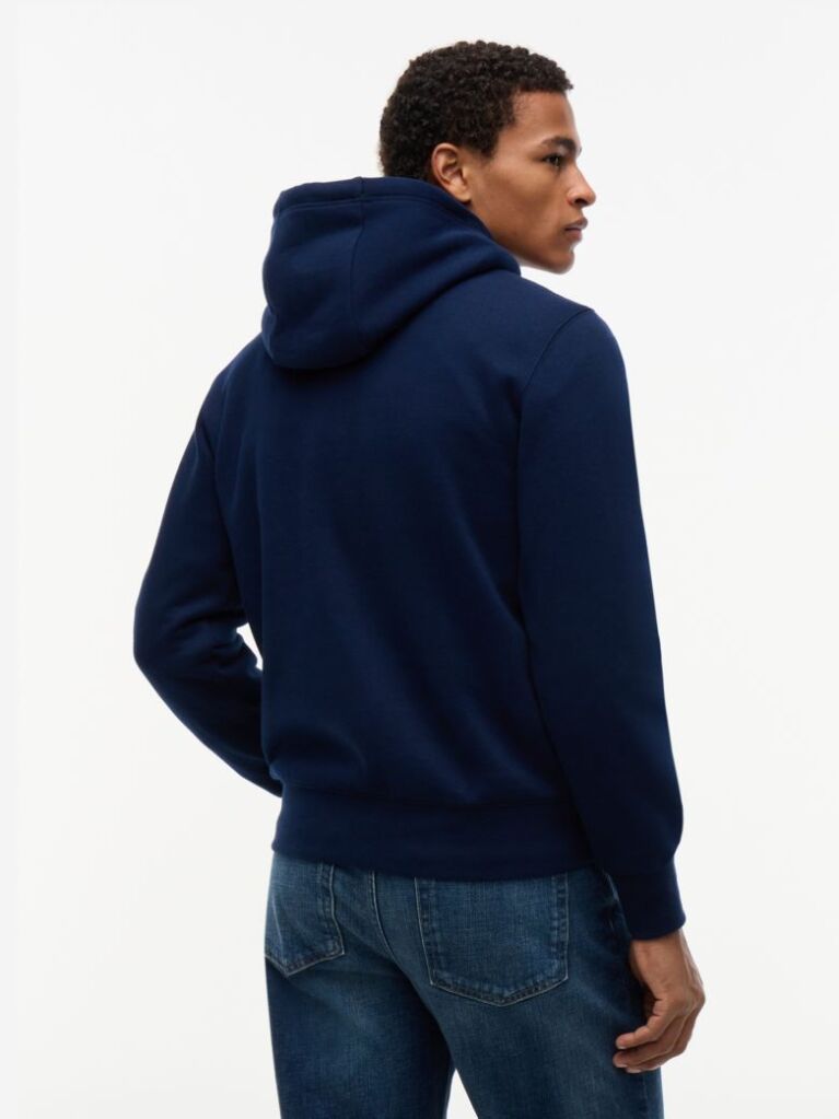 Blue Flag Embroidery Logo Fleece Hoody  Men
