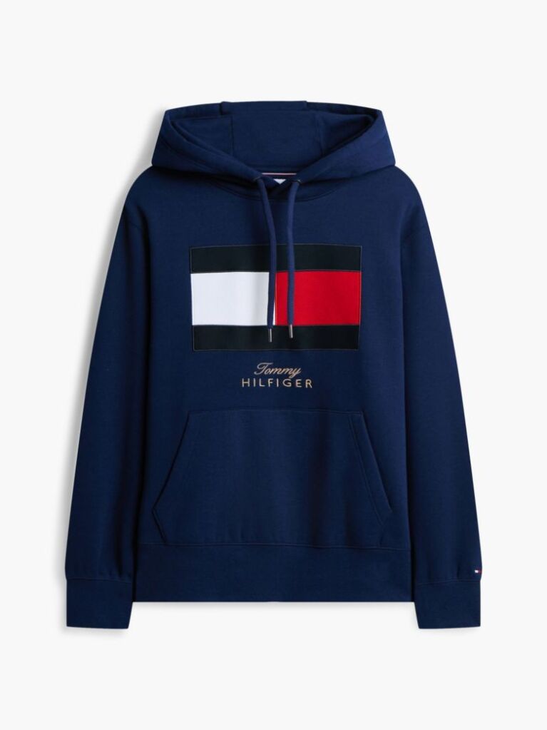 Blue Flag Embroidery Logo Fleece Hoody  Men