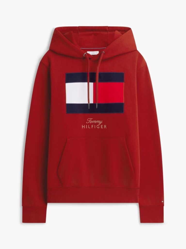 Red Flag Embroidery Logo Fleece Hoody  Men