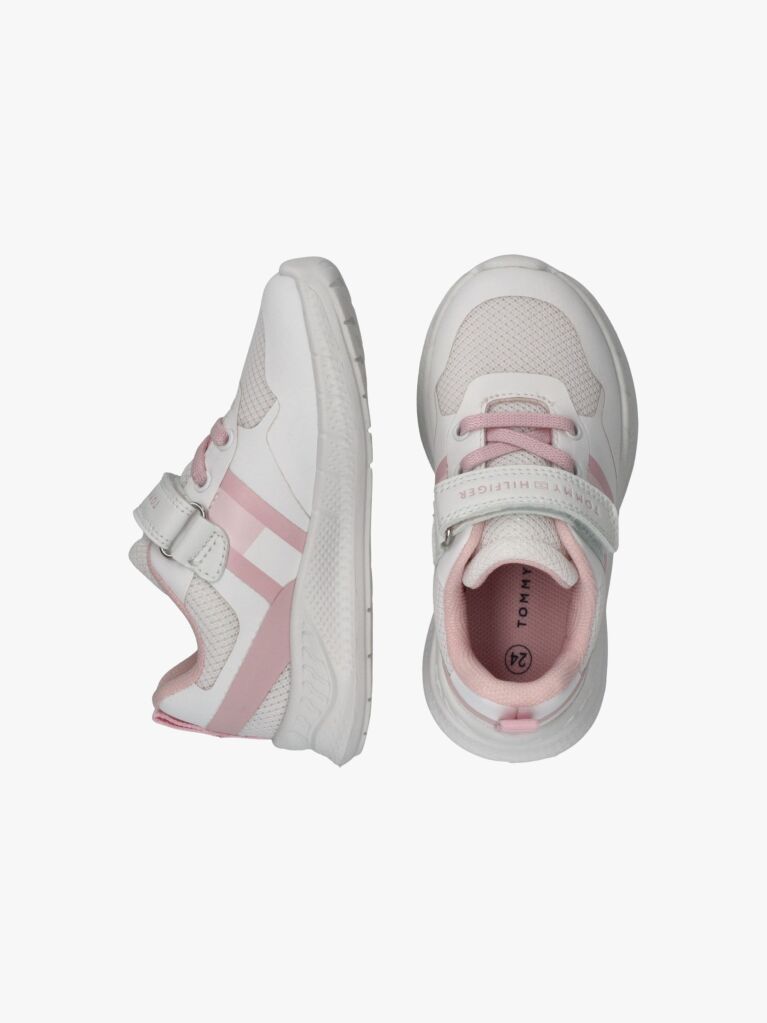 Multi Logo Mesh Lace Up And Velcro Sneakers  Girls