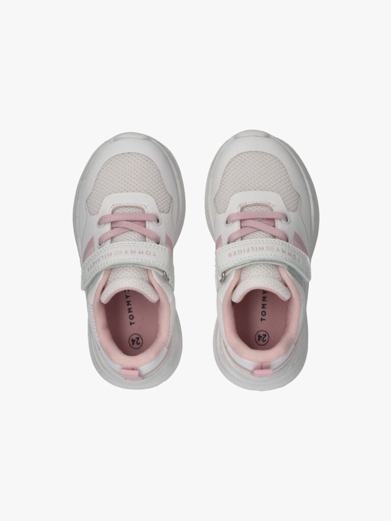 Multi Logo Mesh Lace Up And Velcro Sneakers  Girls