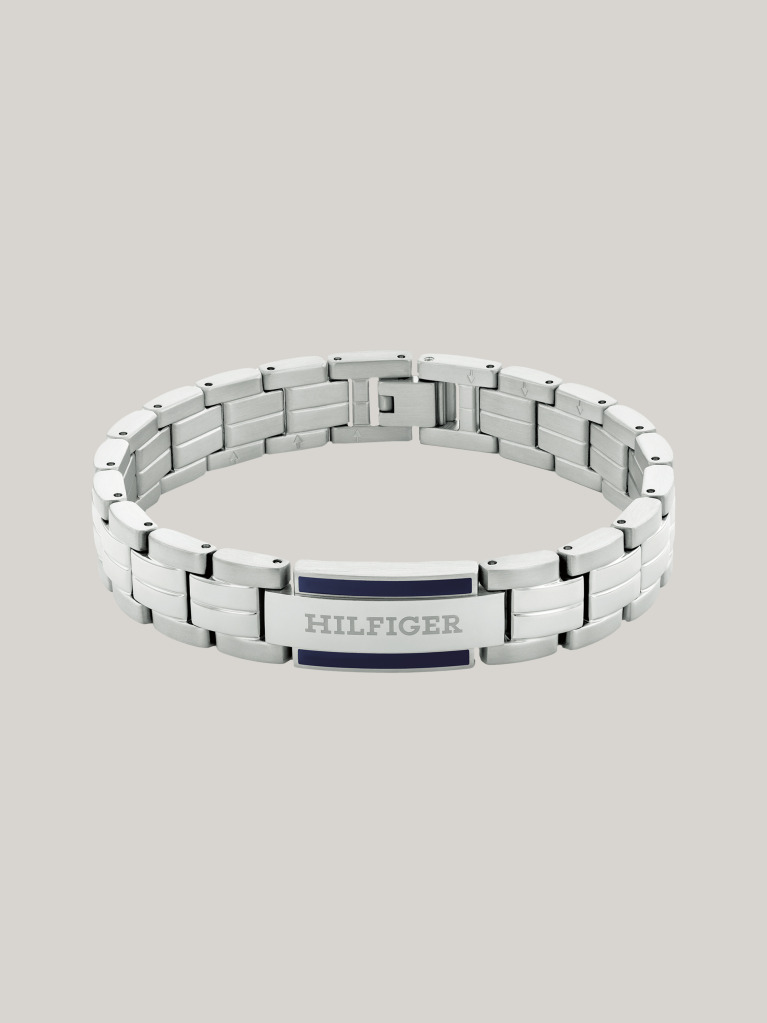 Silver Stainless Steel Flat Chain-Link Bracelet  Men