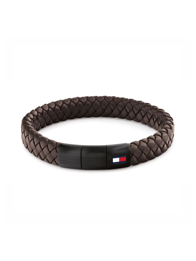 Brown Ionic-Plated Brown Leather Bracelet  Men