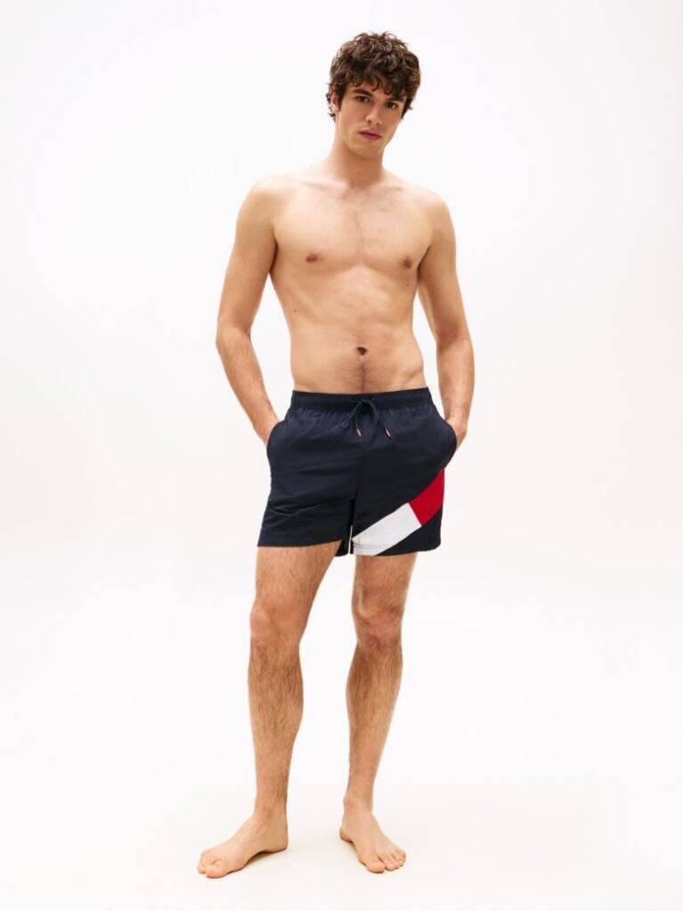 Blue Tommy Flag Swim Shorts  Men