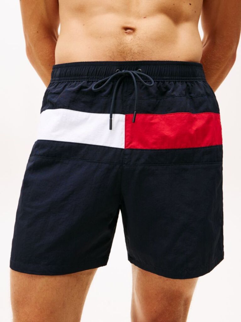 Μπλε Μαγιό Μεσαίου Μήκους Με Σημαία Hilfiger  Άνδρες