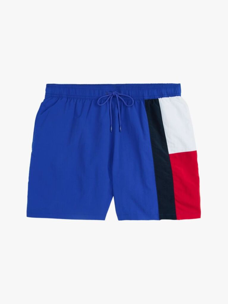 Μπλε Μαγιό Μεσαίου Μήκους Με Σημαία Hilfiger Σε Στενή Γραμμή  Άνδρες
