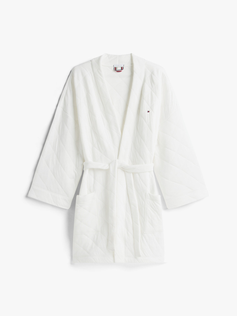Beige Essential Quilted Jacquard Jersey Robe  Women