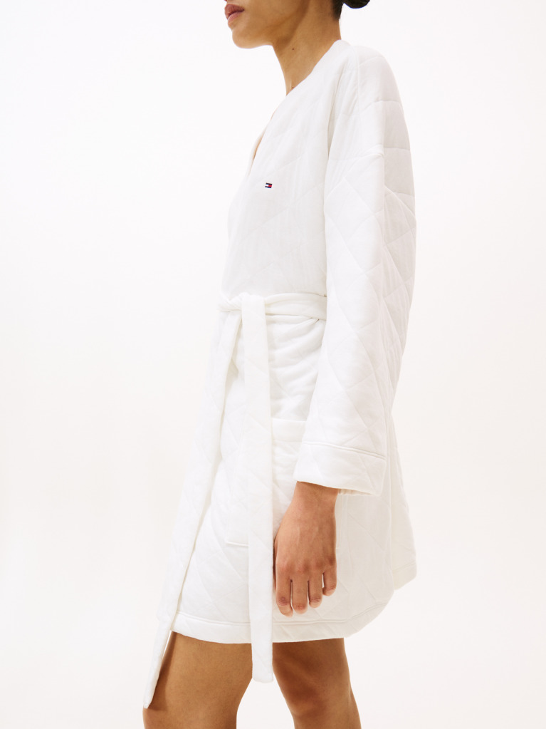Beige Essential Quilted Jacquard Jersey Robe  Women
