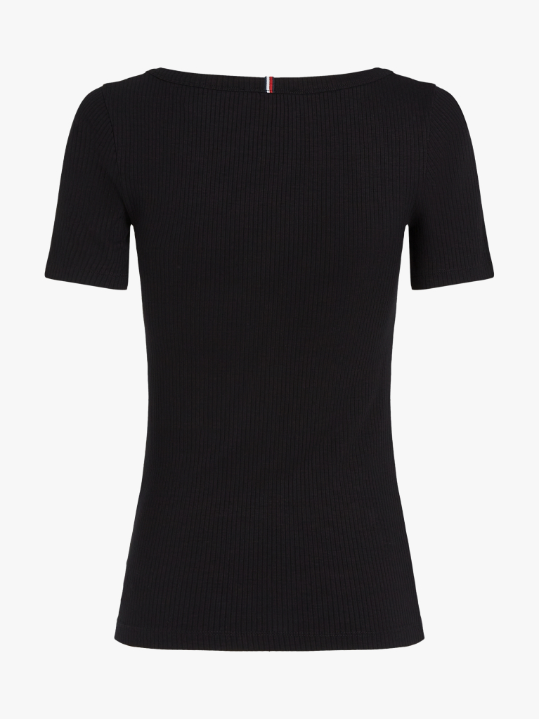 Μαύρο Slim T-Shirt Με Ριμπ Ύφανση  Γυναίκες