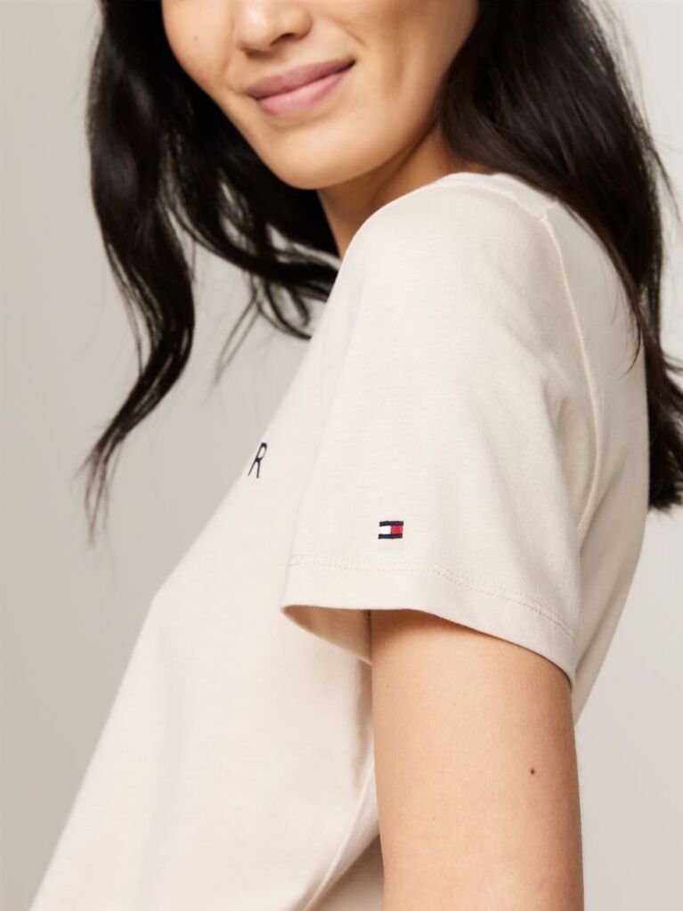 Beige Logo Crew Neck T-Shirt  Women
