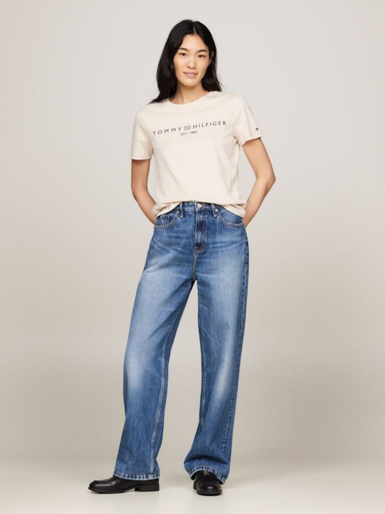 Beige Logo Crew Neck T-Shirt  Women