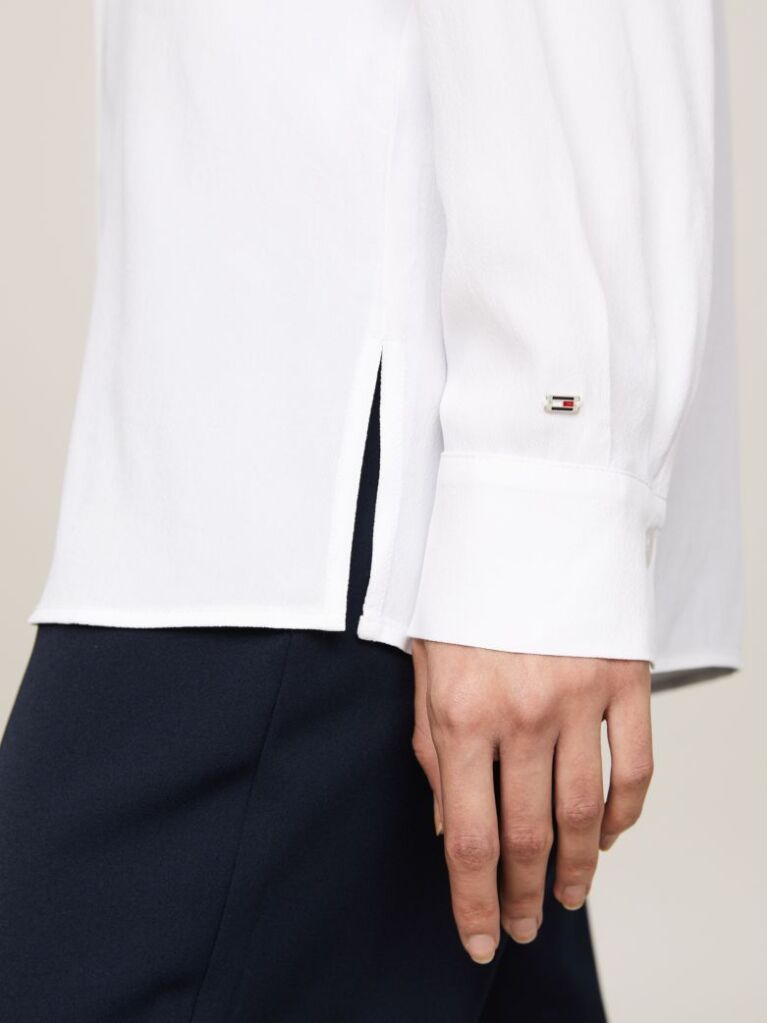 White Fluid Crepe Regular Fit Shirt  Women